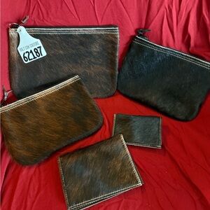 Holy Cow Complete Set NEW $300 Cowhide Leather Men's Bag Set - Brown and Black